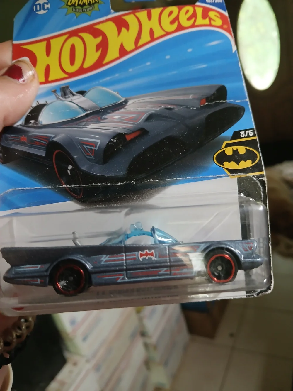 Hot Wheels 1966 Classic TV Series Batmobile features a metallic grey finish